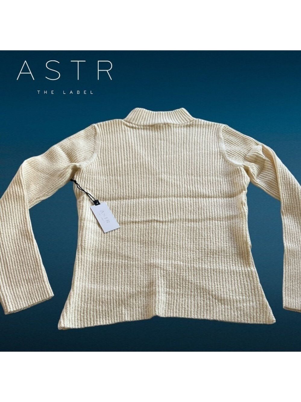 ASTR THE LABEL Mock Neck Cross Front Long Sleeve Sweater in Cream NWT/XL - Picture 10 of 14
